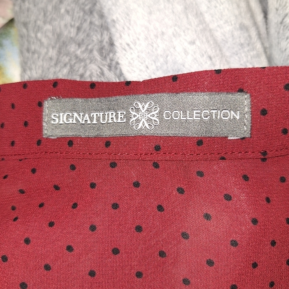 Red Notched Collar Blouse - Picture 7 of 8